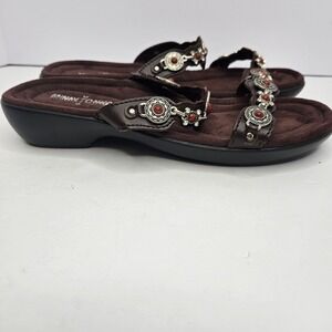 Minnetonkia Sandels Brown Leather Size 8 Heel To Toe‎ 10.5"